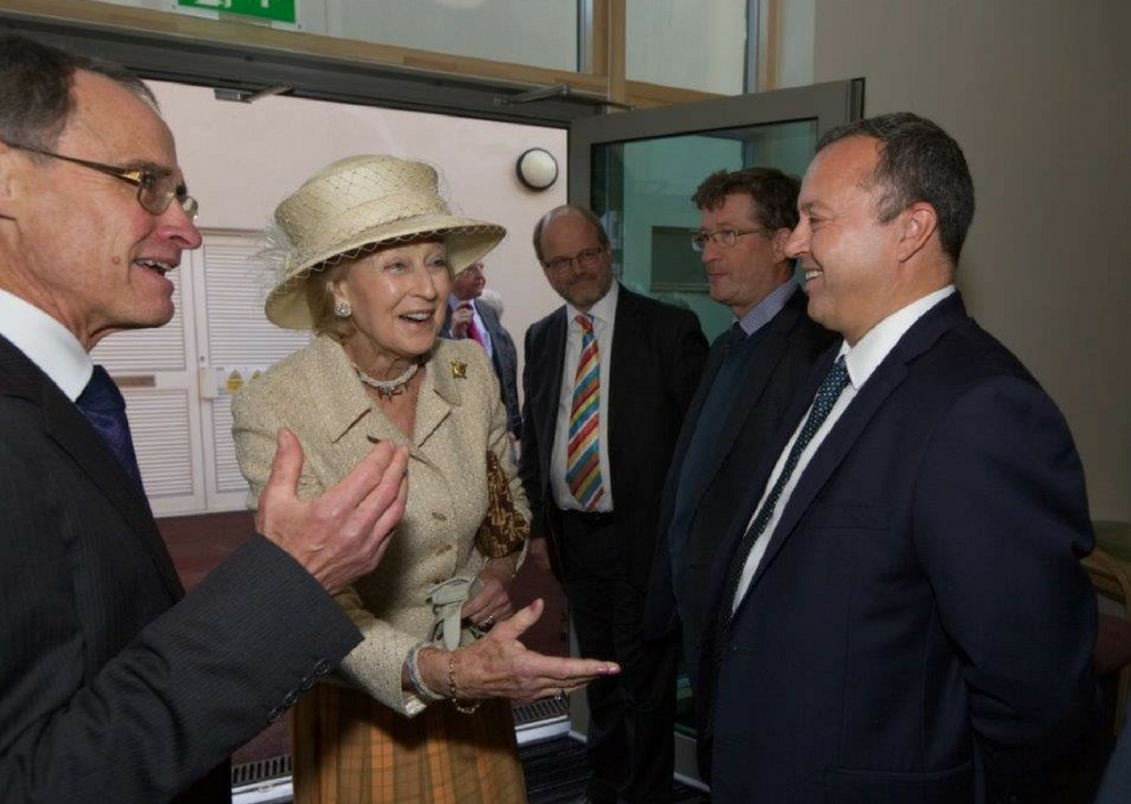 HRH Princess Alexandra being introduced to PML Director Andy Prager by Christopher Hinton, CEO at Holy Cross Hospital
